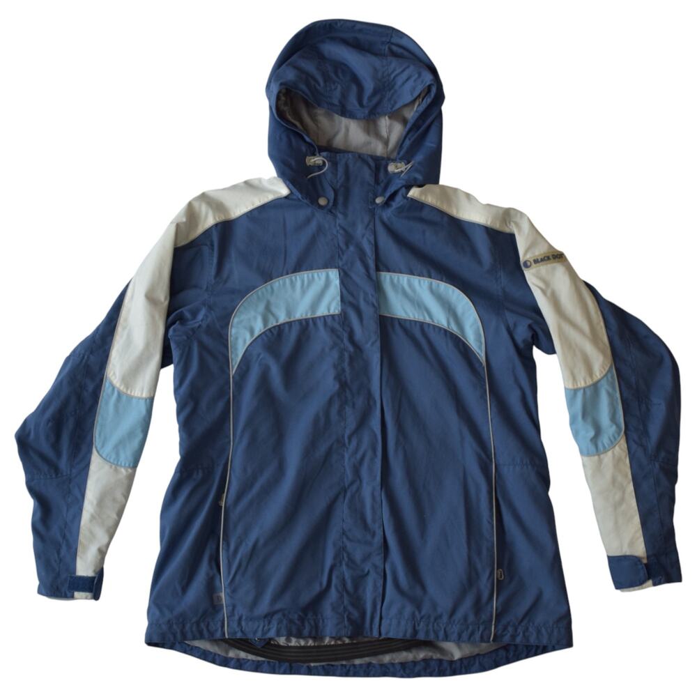 Y2K Blue Striped Ski Windbreaker Nylon Jacket Women's Large